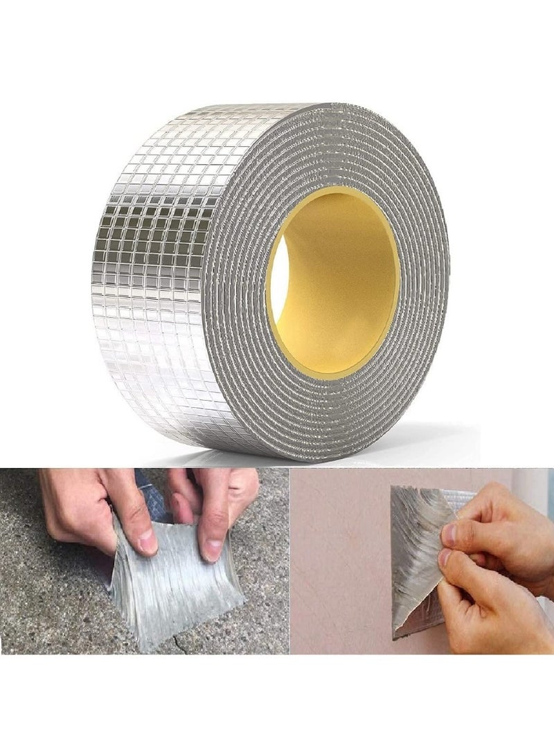 شريط مانع للتسرب من مادة البوتيل المقاومة للماء مع رقائق الألومنيوم - شريط لاصق مطاطي فائق القوة لإصلاحات الأسطح والأنابيب والمزاريب والأماكن الخارجية، يوفر حماية طويلة الأمد من التسربات والعوامل الجوية - Image 1